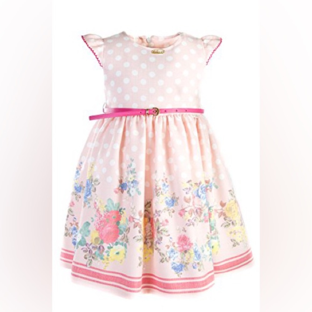 Little Girls' Polka Dot Vintage Rose Dress 3T Pink Without Belt